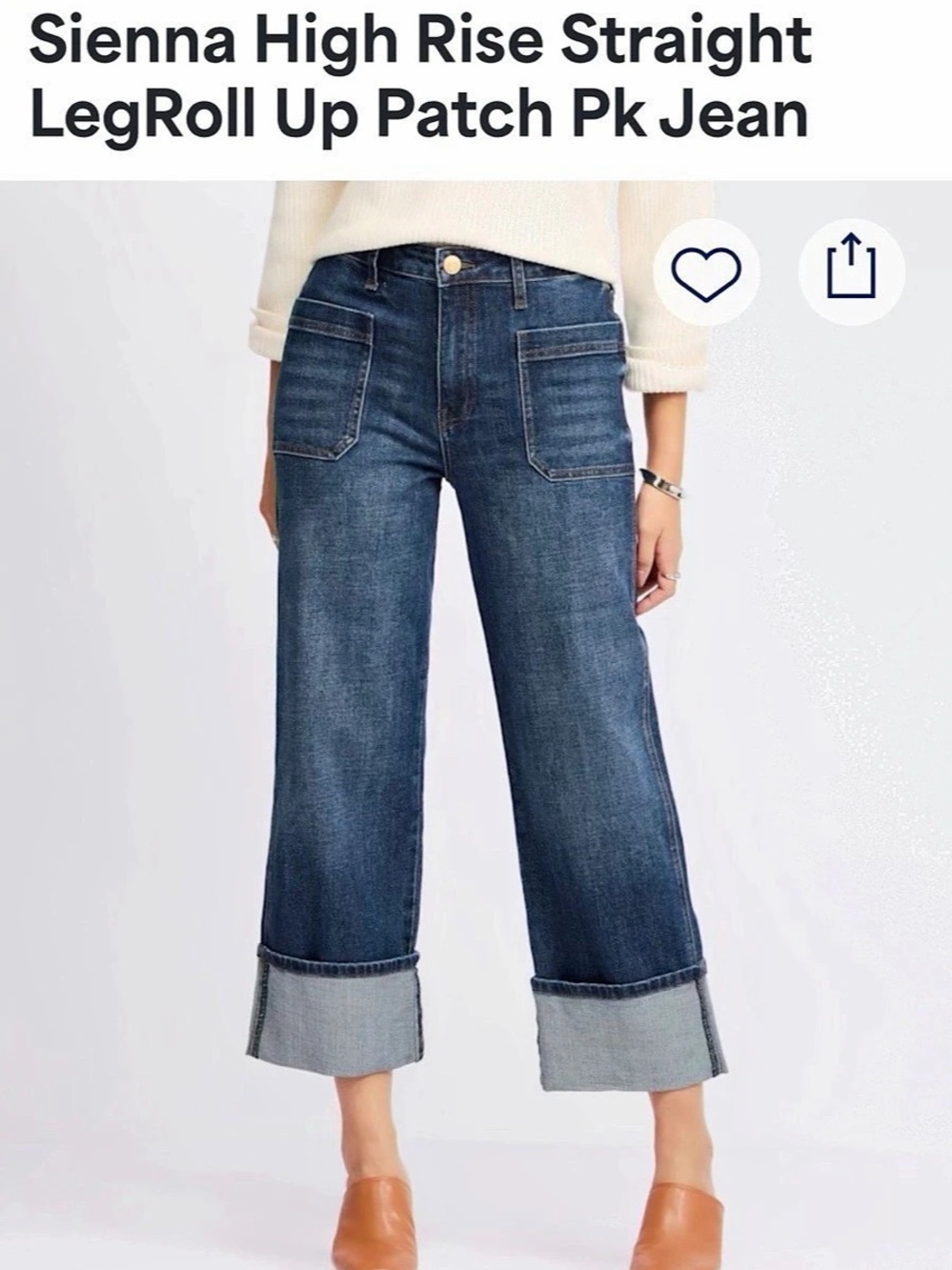 Kut from the Kloth Sienna High Rise Straight Leg Roll Up Patch Pocket Jean Jeans